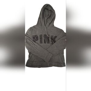 PINK Victoria's Secret Charcoal Gray Cropped Sweatshirt Size Medium